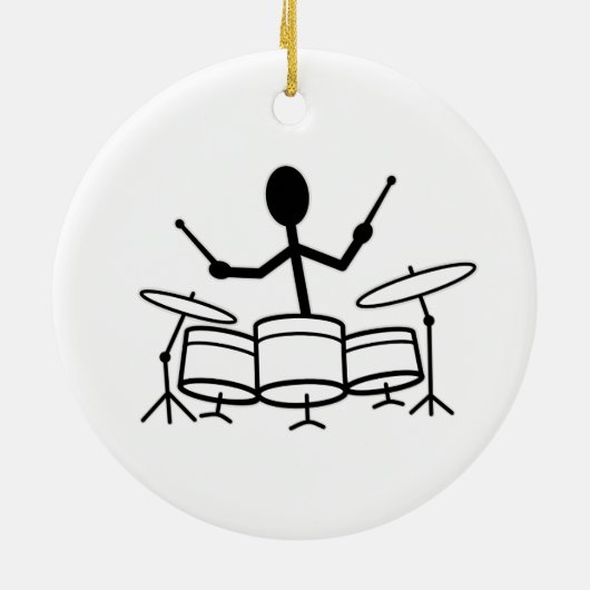 Drummer Stick Figuur Keramisch Ornament (Achterkant)