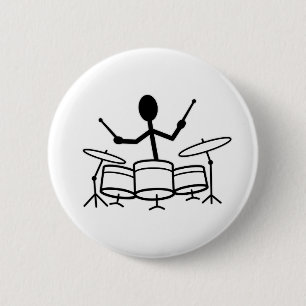 Drummer Stick Figuur Ronde Button 5,7 Cm
