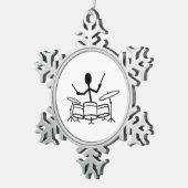 Drummer Stick Figuur Tin Sneeuwvlok Ornament (Rechts)