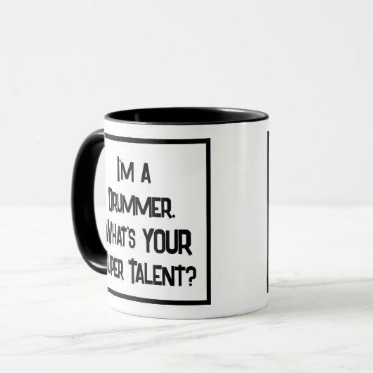 Drummer Super Talent. Mok met twee toonkoffie (Voorkant links)