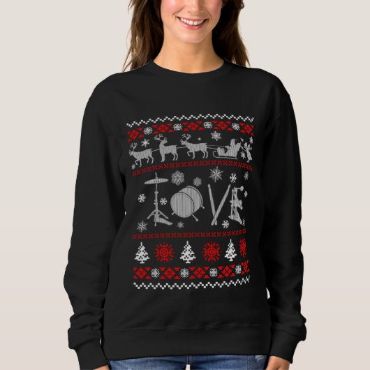 Drummer Ugly Christmas Sweater (Voorkant)