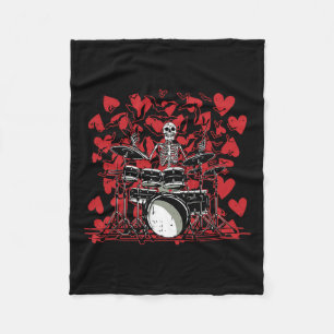 Drummer Valentijnsdag Rock N Roll Drum Muziek Lief Fleece Deken