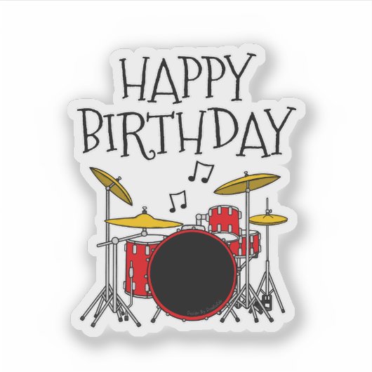 Drummer Verjaardag Drum Kit Musician Sticker (Voorkant)