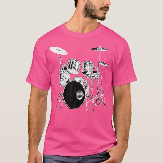 Drummer Vintage Drumstel T-shirt (Voorkant)