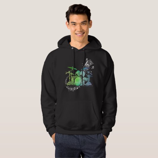 Drummer Waterverf Drummer Musician Drumsticks Hoodie (Voorkant volledig)