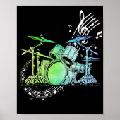 Drummer Waterverf Drummer Musician Drumsticks Poster (Voorkant)