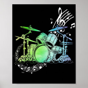 Drummer Waterverf Drummer Musician Drumsticks Poster