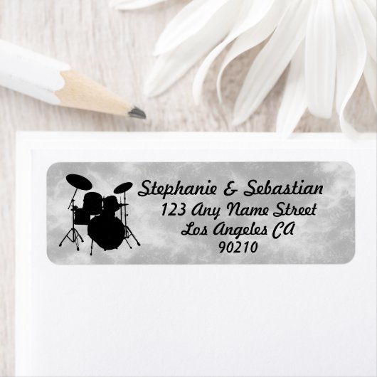 Drummer Wedding Rock & Roll Drum Kit Adres label (Insitu)