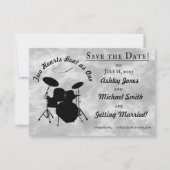 Drummer Wedding Rock & Roll Save the Date Drum Kit RSVP Kaartje (Voorkant)