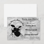 Drummer Wedding Rock & Roll Save the Date Drum Kit RSVP Kaartje (Voorkant / Achterkant)