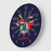 Drummer Worlds Best Funny Personalized Grote Klok (Hoek)