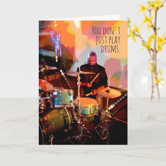 Drummer zette hart en ziel in uw muziek kaart (Gele Bloem)