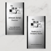 Drummerdrumset - geborsteld roestvrij staal visitekaartje (Voorkant / Achterkant)