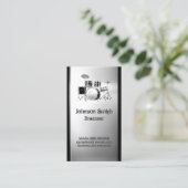 Drummerdrumset - geborsteld roestvrij staal visitekaartje (Staand voorkant)