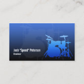 Drummer's Drum Kit Silhouet Blauw Visitekaartje (Voorkant)