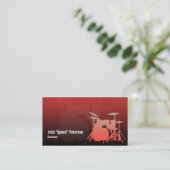 Drummer's Drum Kit Silhouet Rood Visitekaartje (Staand voorkant)