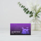 Drummer's Drum Kit Silhouet Violet Visitekaartje (Staand voorkant)