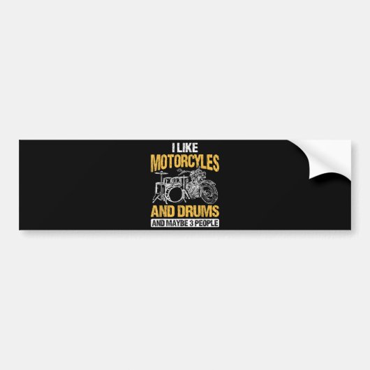 Drummers drummen ik hou van motorfietsen en drums bumpersticker (Voorkant)