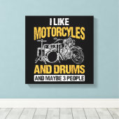 Drummers drummen ik hou van motorfietsen en drums canvas afdruk (Insitu (Houten vloer))