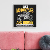 Drummers drummen ik hou van motorfietsen en drums canvas afdruk (Insitu (Woonkamer))