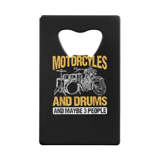 Drummers drummen ik hou van motorfietsen en drums creditkaart flessenopener (Voorkant)