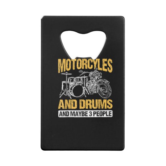 Drummers drummen ik hou van motorfietsen en drums creditkaart flessenopener (Achterkant)