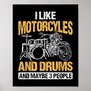 Drummers drummen ik hou van motorfietsen en drums poster