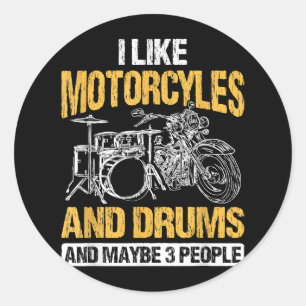 Drummers drummen ik hou van motorfietsen en drums ronde sticker