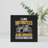Drummers drummen ik hou van motorfietsen en drums save the date (Staand voorkant)