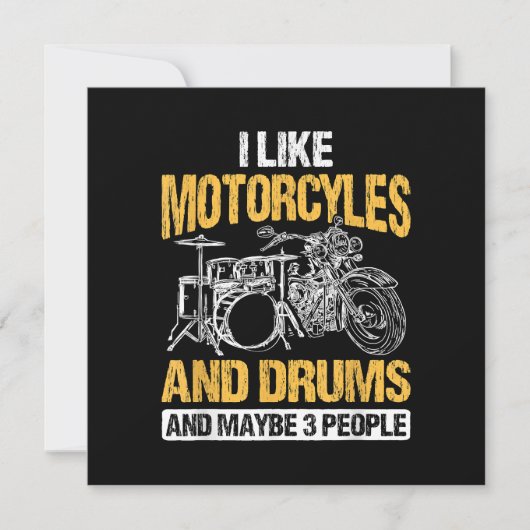 Drummers drummen ik hou van motorfietsen en drums save the date (Voorkant)