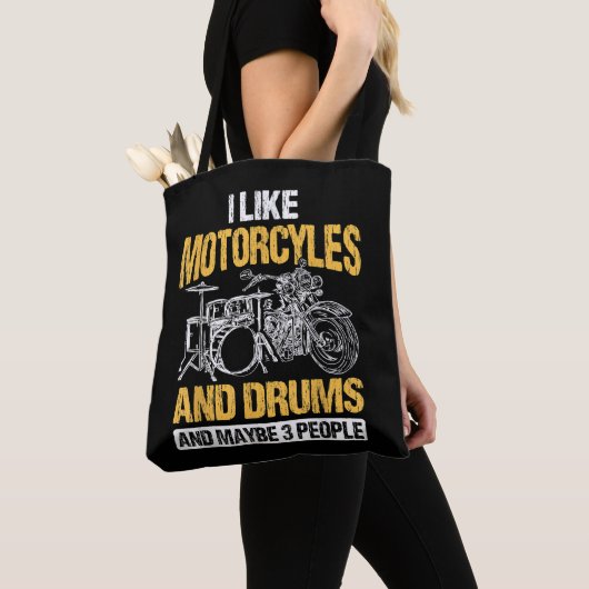 Drummers drummen ik hou van motorfietsen en drums tote bag (Dichtbij)