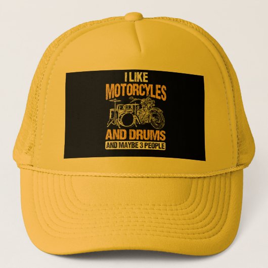 Drummers drummen ik hou van motorfietsen en drums trucker pet (Voorkant)