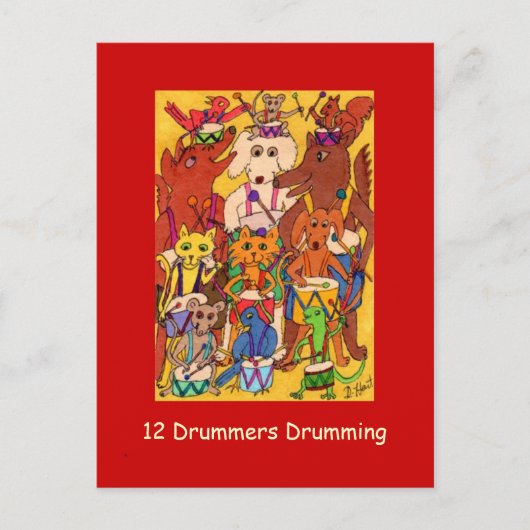 Drummers Drumming Feestdagenkaart (Voorkant)