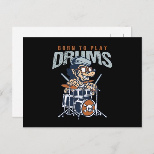 Drummers drumming musicus Gift born to play Drums Briefkaart (Voorkant / Achterkant)