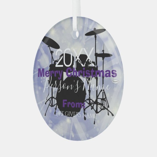 Drummer's kerstversiering HAMbWG Glas Ornament (Voorkant links)