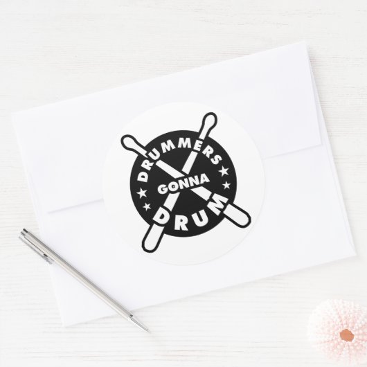 Drummes gonst ronde sticker (Envelop)