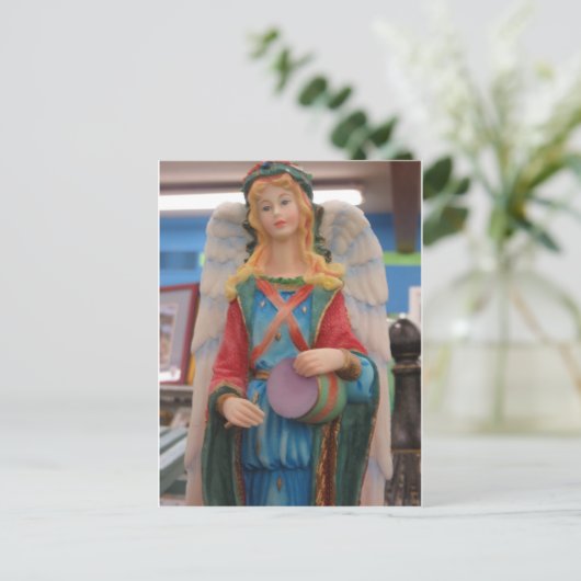 Drumming Angel Briefkaart (Staand voorkant)