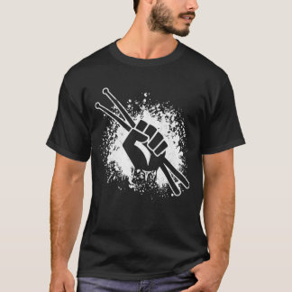 Drumming Drums Fist Drum Sticks Rock Musician T-shirt