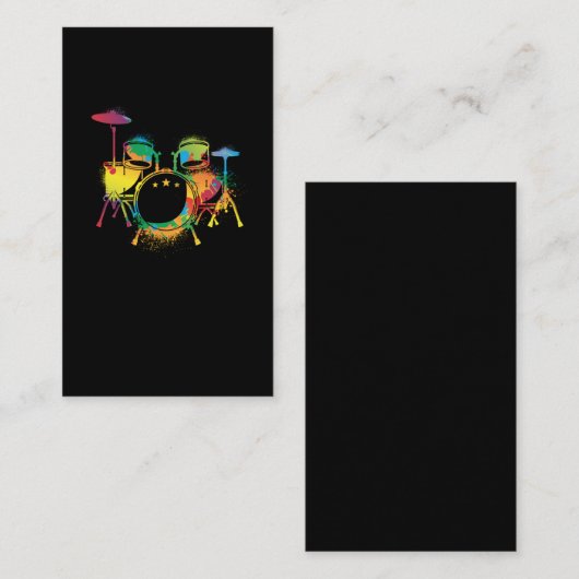 Drumming kleurrijke drumset Retro Drummer Visitekaartje (Voorkant / Achterkant)