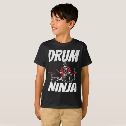 Drumming Ninja Funny Asian Drummer T-shirt (Voorkant volledig)