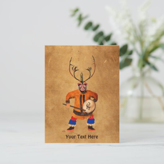 Drumming Shaman Briefkaart (Staand voorkant)