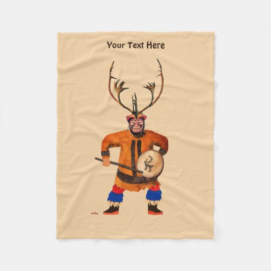 Drumming Shaman Fleece Deken (Voorkant)