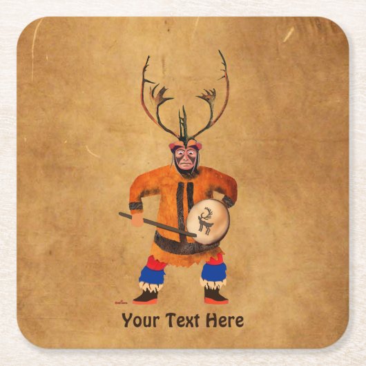 Drumming Shaman Kartonnen Onderzetters (Voorkant)