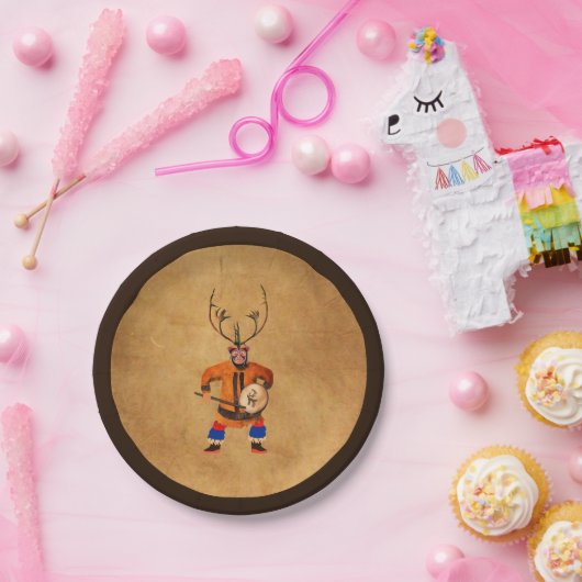 Drumming Shaman Papieren Bordje (Feest)