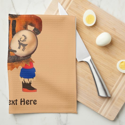 Drumming Shaman Theedoek (Quarter Fold)