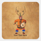 Drumming Shaman Vierkante Sticker (Voorkant)