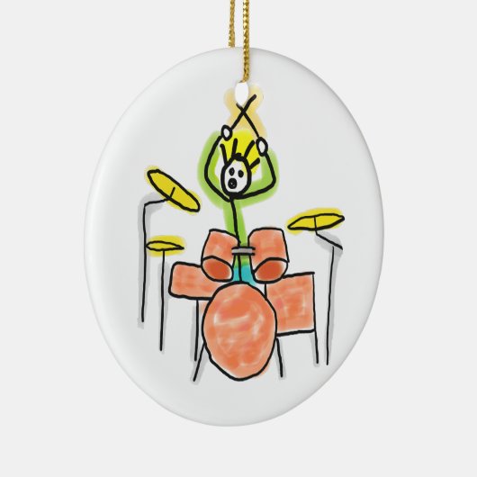 Drumming Stickman Keramisch Ornament (Rechts)