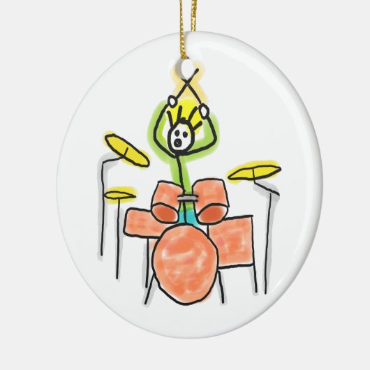 Drumming Stickman Keramisch Ornament (Links)