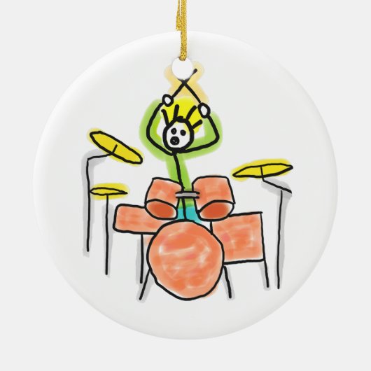 Drumming Stickman Keramisch Ornament (Achterkant)