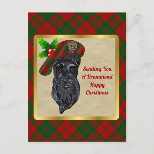 Drummond Clan Badge & Tartan Kerst Briefkaart (Voorkant)